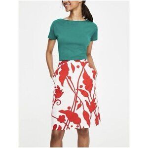 Boden‎ Floral Print A-Lined Skirt Pockets Cotton
